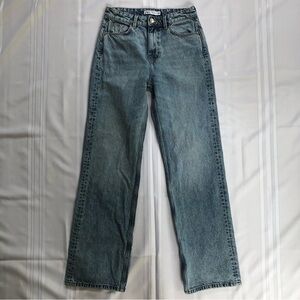 Zara Classic Blue Wide Straight Leg 5 Pocket Denim Jeans Size 4